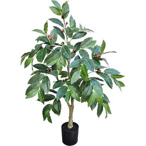 3.1ft Tree Kitchen Decorations Coffee Artificial Indoor Table Plant with Plastic Nursery Pot Lifelike Fruits for Home Office Decor Faux Silk Bonsai Fake Tree for Cafe Living Room Outdoor Balcony Patio