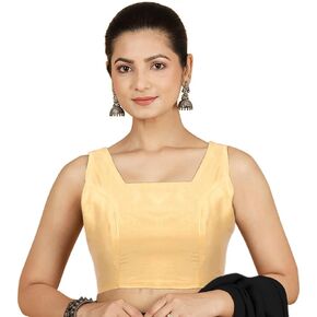 Chandrakala Sleeveless Stretchable Blouses for Women Sarees with Back Side Elastic, Readymade Crop top Choli (B221-P)