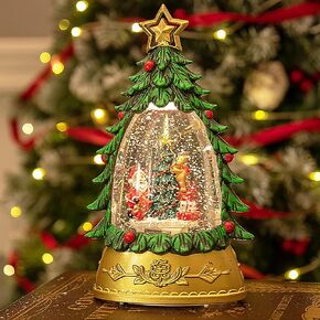 Christmas Snow Globe with Music，Snow Globes with USB Cable Operated Snow Globe Lantern,Water Swirling and Glittering Snow Lantern 10.5" for Christmas Decorations Indoor (Snowman)