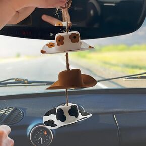 Western Cowboy Hat Car Charm ملحقات معلقة للمرآة الخلفية للمرآة ، رعاة البقر ، رعاة البقر القبعة ، ديكور بطبعة ، ودخل سيارة ، ومساحة مصغرة ، مُصنّعة ، ملحقات مصغرة.