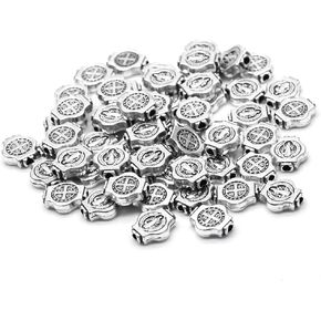 50pcs ميدالية سانت بنديكت القديسة القديسة جولة جولة سائبة مجوهرات المجوهرات الدينية ، 0.39in