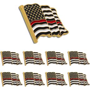 12/25/50/100Pack Thin Red Line American Flag Lapel pins Bulk - Metal Souvenir Firefighters Badge Brooch Souvenir