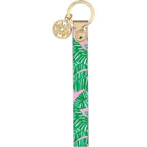 Lilly Pulitzer Durable Leatherette Strap Key Chain, Cute Wristlet Keychain Accessory with Metal Ring, Let's Go Bananas