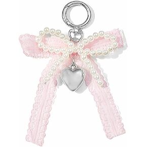 Cute Bow Keychain ، سحر محفظة الشريط الوردي ، سحر حقيبة اللؤلؤ لسلسلة مفاتيح حقائب اليد للنساء
