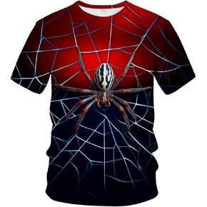 Novelty Short Sleeve Crewneck Shirt Funny Spider Graphic T-Shirt