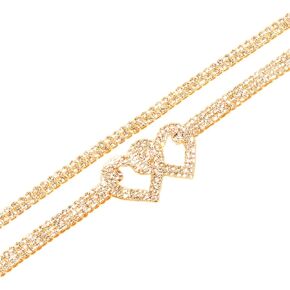 Pingyongchang Heart Rhinestone Ankle Bracelets for Women Shiny Heart Handmade Adjustable Beaded Crystal Tennis Link Chain Bracelets Anklets for Women Jewelry