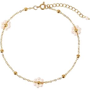 زهرة خلخال للنساء ، التيتانيوم الصلب ديزي لؤلؤة Anklet رائعة أساور الكاحل البسيطة المجوهر