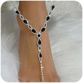 Octwine Boho Summer Silver Silver Beach Foot Rhinestone Chain مع إصبع القدم من أحجار الراين الكريستالية الكرستال الزفاف الزفاف سلسلة القدم الراين.