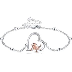 Animal Bracelet Sterling Silver Shih Tzu Dog Bracelet Bearded Dragon Jewelry Lizard Gifts for Women