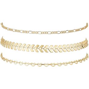 CJIAYUJEW Gold Ankle Bracelets Layered Adjustable Cuban Link Waterproof Arrow Heart Butterfly Chain Lock Anklets Set Summer Beach Foot Jewelry Gift for Women
