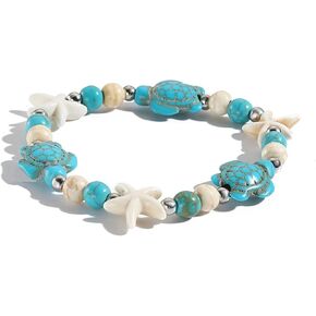 Coadipress Turtle Starfish Bracelet Anklet for Women - Boho Blue Turtle Anklet String Bracelet - Summer Beach Collection Jewelry