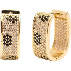 14K Zirconia Zirconia Hoop arring مع 925 Sterling Silver Post أقراط صغيرة من Huggie للنساء