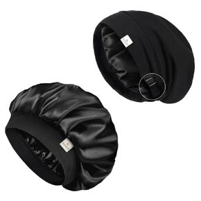 YANIBEST Slouchy Beanie Hat Satin Lined Sleep Cap Bonnet for Men Hair Bonnet for Sleeping Double Layer Bonnets