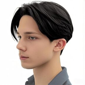 Mens Brown Wig Short Synthetic Heat Resistant Natural Halloween Cosplay Hair Wig for Male