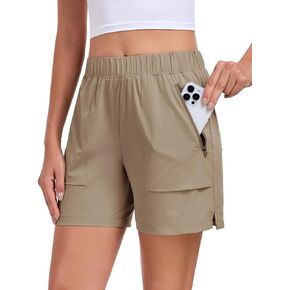Womens 5'' Hiking Athletic Shorts Quick Dry Lightweight Golf Casual Summer Shorts with Zipper Pockets