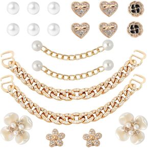 18 Pcs Bling Shoe Charms Cute Shoes Decorations Bling Chain Shoes Charms Accessories for Women Diamond Bling Chain Charms Cute Designer Shoe Decoration DIY Own Style