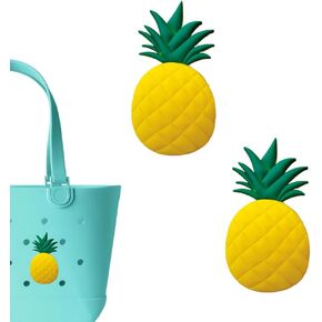 Premium Pinapple Charms for Bogg Bag, Set of 2 PVC Rubber Inserts, Compatible with Bogg Bag Accessories, Beach Bag Charms Inserts Accessories for Women Girls (B1)