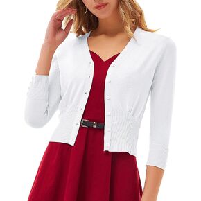 GRACE KARIN Women's Cropped Cardigan V-Neck Button Down Open Front Ribbed Knit Shrug Sweater