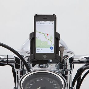 CIRO 50315 Handlebar Mount Smartphone/GPS مع شاحن (حامل سوداء Mount Mount Smartphone/GPS بدون شاحن ، يتضمن 1-1/4 "مقابض)