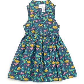 Girls Chambray Sleeveless Button Down Shirt Dress Toddler to Big Kid Sizes (2T - 16)