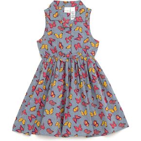 Girls Chambray Sleeveless Button Down Shirt Dress Toddler to Big Kid Sizes (2T - 16) in Kuwait