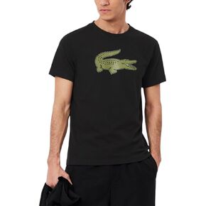 Lacoste Men's Ultra Dry XXL Logo Sport T-Shirt, Black/Khaki, 3X-Large