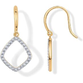 PAVOI 14K Gold Plated Teardrop Diamond Shaped Dangle Earrings for Women with Cubic Zirconia | Geometric Earring Pair