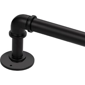 Industrial Curtain Rods for Windows 18 to 45 Inch, 1 Inch Diameter Adjustable Blackout Heavy Duty Window Drapery Rods with Aluminium Finials,Black