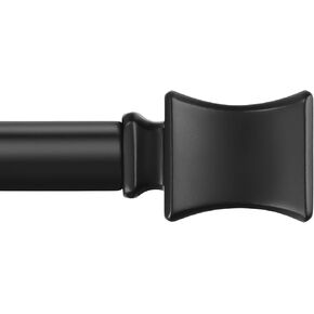 Curtain Rods for Windows 30 to 51 Inches, Matte Black Decorative Curtain Rods, 1 Inch Diameter Heavy Duty Adjustable Curtain Rod for Sliding Glass Door, Simple Square Finial, 1 Pack