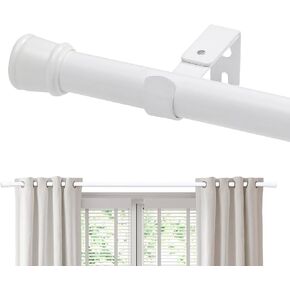 Adjustable Curtain Rods for Windows 31.5"-90.6", 1 Inch Heavy Duty White Window Drapery Rods, Modern Curtain Rod with Stylish Finials for Bedroom, Living Room, Patio, and Kitchen