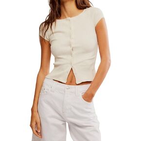 DQBENG SHORT SEREVE CARTIGANS for Women 2025 Summer مضلع زر أسفل النحافة FIT OUT TOPS