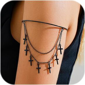 النجوم القوطيين أساور الذراع القوطية ذراع أسود الكفة المجوهرات الشرير سلسلة Armlet Halloween Arm Cuff Cuff Jewelry for Women