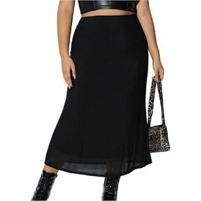 Women's Plus Size Bodycon Midi Skirt High Waisted Casual Long Skirts