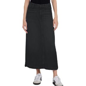 دنيم عتيقة للسيدات تنورة طويلة خطوط عالي الصرمة الشق الأمامي غير الرسمي Maxi Jean تنورة