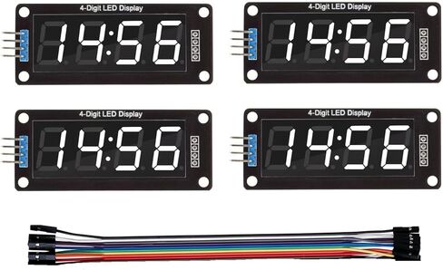 أنبوب عرض LED مكون من 4 أرقام عشرية 7 قطاعات TM1637 برنامج تشغيل تسلسلي، وحدة نقاط مزدوجة على مدار الساعة لوحة عرض LED بيضاء. (3 قطع، لون أبيض، 0.36 بوصة) in Kuwait