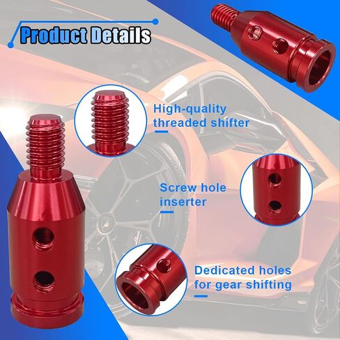 Universal Car Gear Shift Knob Adapter, M10x1.5 Aluminum Alloy Gear Stick Connector Car Shifter Adapter, Gear Shift Adapter Shifter Knob Boot Retainer for Non-Threaded Manual Shifters (Silver) in Saudi Arabia