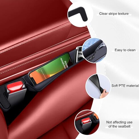 2 PCS Car Seat Gap Filler Organizer, Multifunctional Cars Gap Fillers Storage, Auto Side Seat Gap Storage Box Prevents Things from Falling into Seat and Center Console Gap (Black) in Saudi Arabia