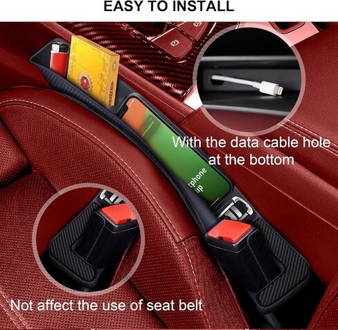 2 PCS Car Seat Gap Filler Organizer, Multifunctional Cars Gap Fillers Storage, Auto Side Seat Gap Storage Box Prevents Things from Falling into Seat and Center Console Gap (Black) in Saudi Arabia