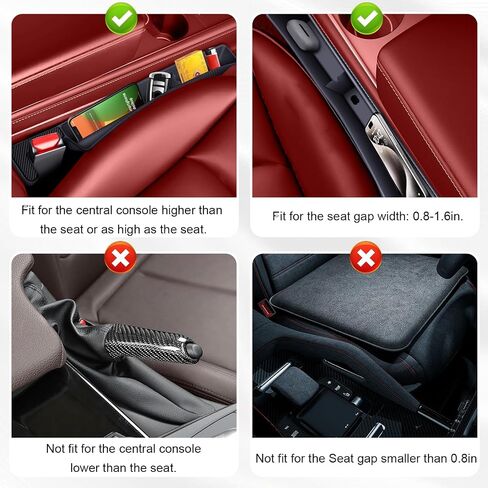 2 PCS Car Seat Gap Filler Organizer, Multifunctional Cars Gap Fillers Storage, Auto Side Seat Gap Storage Box Prevents Things from Falling into Seat and Center Console Gap (Black) in Saudi Arabia