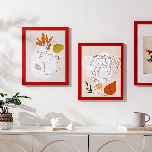 إطار صورة Eletecpro 11x14 ، مصنوع من خشب هندسي متين مع أكريليك واضح ، إطار ملون عرض 11x14 ، إطار صور أحمر للجدار أو الجدول العلوي شاشة ، 1 حزمة in Kuwait