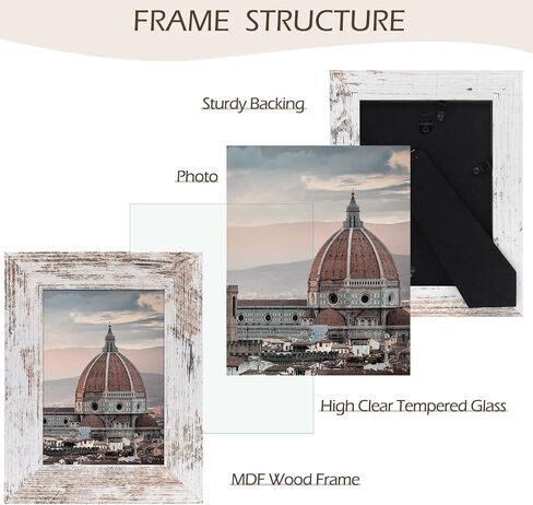 Golden State Art, 5x7 Picture Frame - Country Wood Grain Style - Tabletop Display, Back Hangers for Wall Display - Great for Photos, Gift, Pictures, Wedding, Portraits (2 Pack, White) in Saudi Arabia