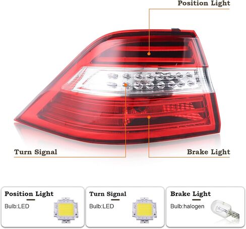 Left Driver Side LED Outer Tail Light Fit for 2012 2013 2014 2015 Mercedes Benz ML350 ML550 W166 Rear Lamp Assembly LH USA Style1669063501 MB2804107 in Saudi Arabia
