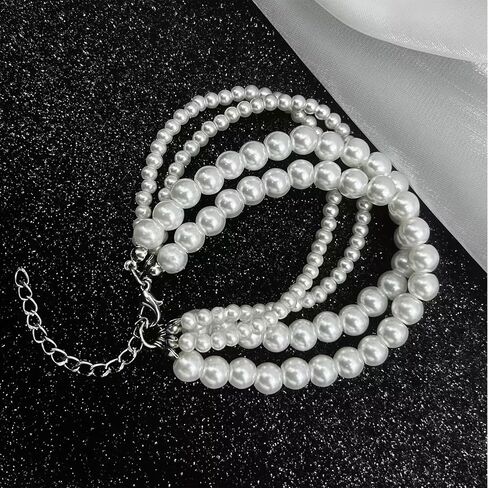 Pearl Bracelet for Women White Pearl Layered Bracelet Chunky Pearl Bracelet in Saudi Arabia