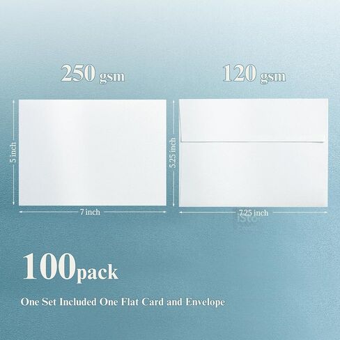 5x7 Blank Cards and Envelopes, Goefun White Shimmer Folded Cardstock and A7 Envelopes Self Seal 100 Pack for Wedding, Invitations, DIY Greeting Cardstock, Thank You Cards & All Occasion in Saudi Arabia