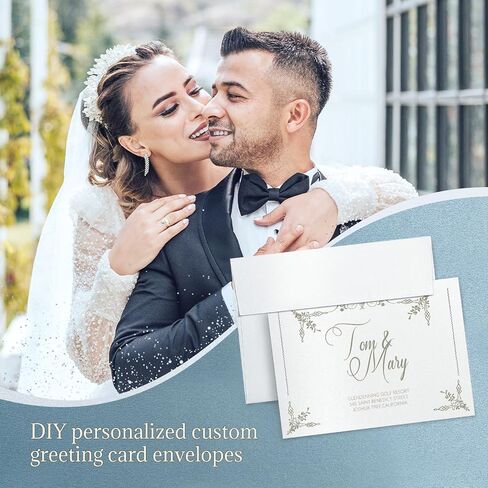 5x7 Blank Cards and Envelopes, Goefun White Shimmer Folded Cardstock and A7 Envelopes Self Seal 100 Pack for Wedding, Invitations, DIY Greeting Cardstock, Thank You Cards & All Occasion in Saudi Arabia