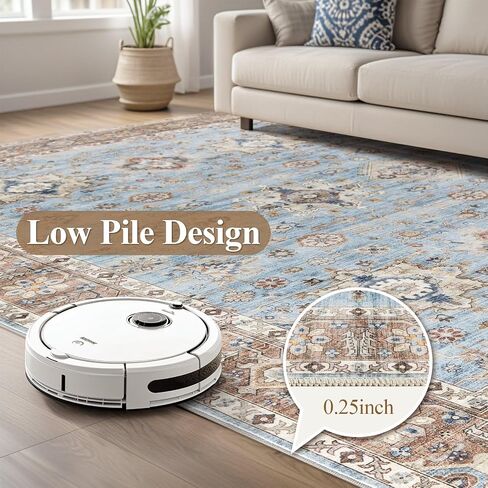 Area Rugs for Living Room: 10x14 Washable Rug Vintage Pattern Large Non-Slip Stain Resistant Soft Durable Floor Carpet for Bedroom, Dining Room, Home Office - Blue in Saudi Arabia