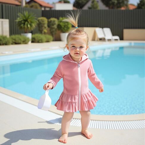 Toddler Girls Swim Cover Up Swimsuit Terry Cloth Beach Towel Long Sleeve Bathing Suit Cover Ups for Swimwear in Kuwait
