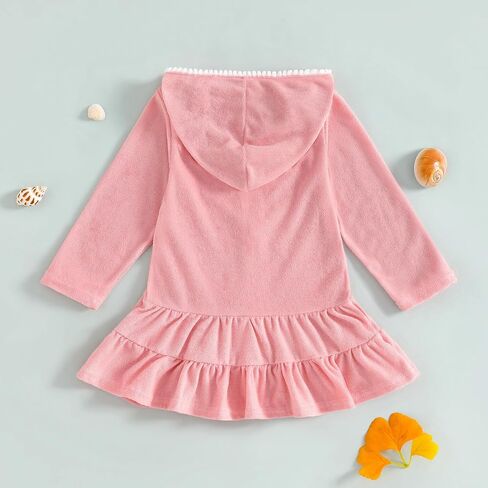 Toddler Girls Swim Cover Up Swimsuit Terry Cloth Beach Towel Long Sleeve Bathing Suit Cover Ups for Swimwear in Kuwait