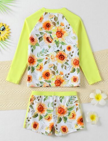 Camidy Girls Rash Guard Two Piece Long Sleeve Swimwear Tankini for 3-12 Years in Saudi Arabia