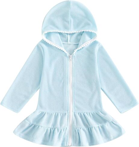 Toddler Girls Swim Cover Up Swimsuit Terry Cloth Beach Towel Long Sleeve Bathing Suit Cover Ups for Swimwear in Kuwait